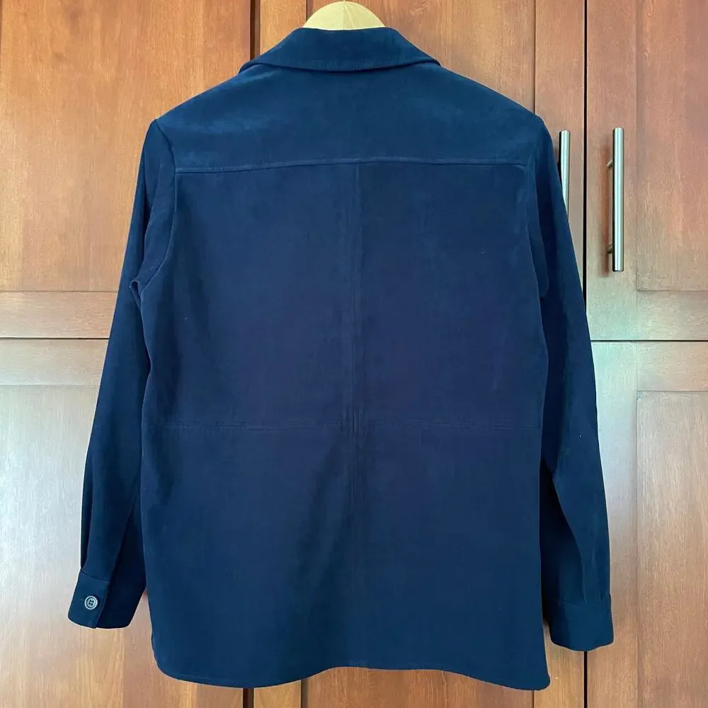 Talbots Shirt Jacket Button Up Microfiber Navy Bl… - image 6
